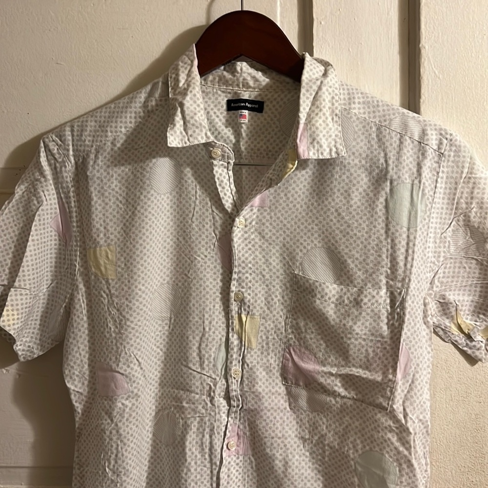 Vintage American Apparel button down short sleeve shirt men size m
